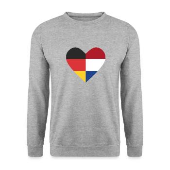 A heart - Germany Netherlands - Unisex Sweatshirt - salt & pepper - Front - Alina (178cm) & Michal (187cm)