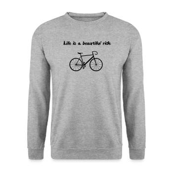 Life is a beautiful ride bike - Unisex Sweatshirt - salt & pepper - Front - Alina (178cm) & Michal (187cm)