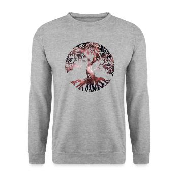 Tree of Life Space Gift Idea - Unisex Sweatshirt - salt & pepper - Front - Alina (178cm) & Michal (187cm)