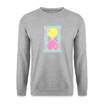Bunte Sanduhr - Unisex Pullover - Weißgrau meliert - Vorne - Alina (178cm) & Michal (187cm)