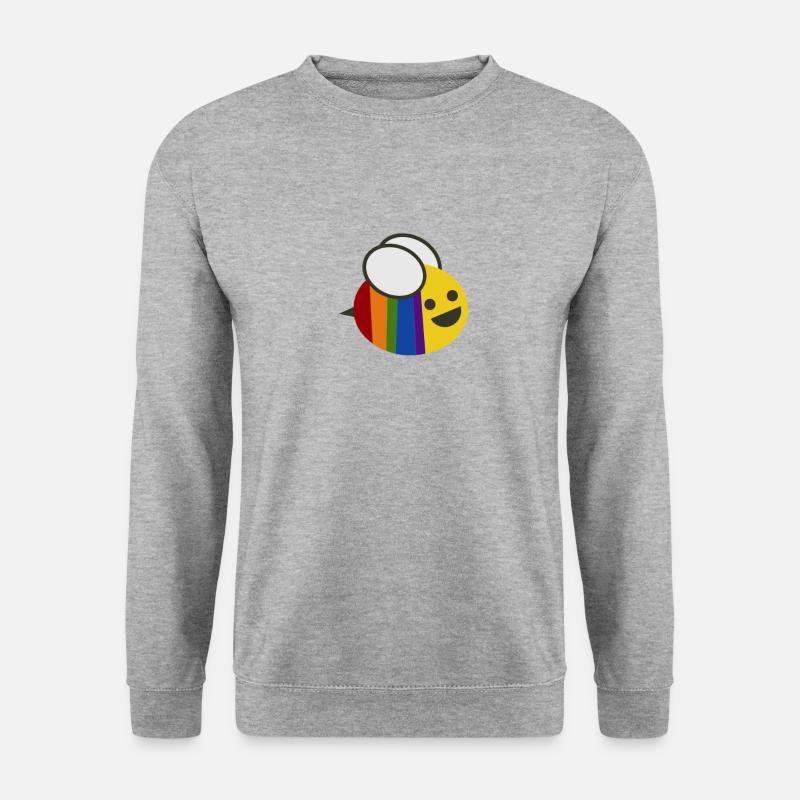 Regenbogen Biene - Unisex Pullover - Weißgrau meliert