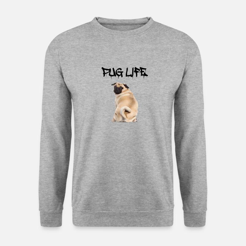 Mops Leben - Unisex Pullover - Weißgrau meliert