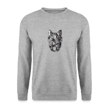 Fuchs Mit Schwarz Weiss Schattiernung - Unisex Pullover - Weißgrau meliert - Vorne - Alina (178cm) & Michal (187cm)