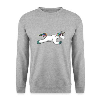 Unicorn Training Fitness Cadeau Gym Sport Studio - Sweat-shirt Unisexe - gris chiné - Devant - Alina (178cm) & Michal (187cm)