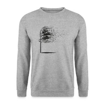 Baum Blätter Herbst schwarz Geschenk - Unisex Pullover - Weißgrau meliert - Vorne - Alina (178cm) & Michal (187cm)