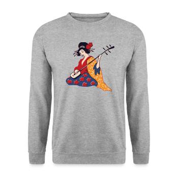 Geisha plays loud - Unisex Sweatshirt - salt & pepper - Front - Alina (178cm) & Michal (187cm)