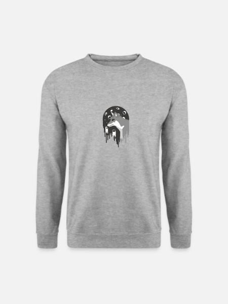 Hund Vollmond - Unisex Pullover - Weißgrau meliert