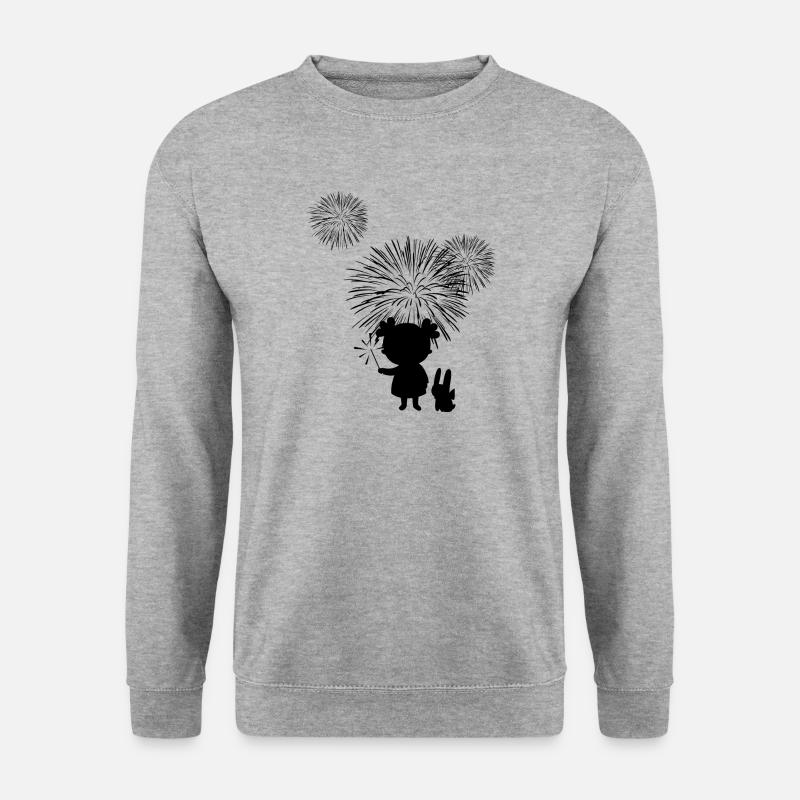 Silvester Feuerwerk - Unisex Pullover - Weißgrau meliert