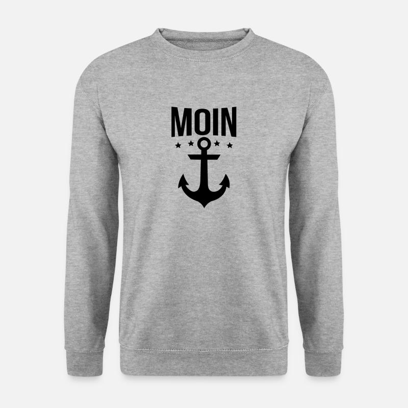 Moin, Anker - Unisex Pullover - Weißgrau meliert