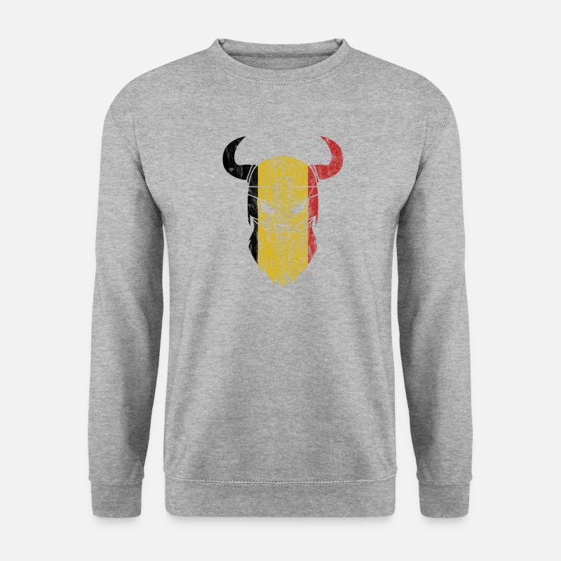Belgien Flagge Wikinger Geschenkidee - Unisex Pullover - Weißgrau meliert
