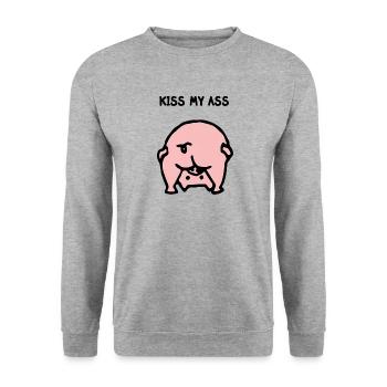 Kiss my ass pig pink gift - Unisex Sweatshirt - salt & pepper - Front - Alina (178cm) & Michal (187cm)