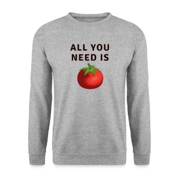 All You Need Is Tomato Tomato - Unisex Sweatshirt - salt & pepper - Front - Alina (178cm) & Michal (187cm)