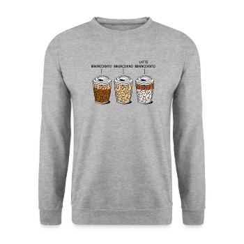 Gehirn Becher Kaffeesorten Geschenk - Unisex Pullover - Weißgrau meliert - Vorne - Alina (178cm) & Michal (187cm)