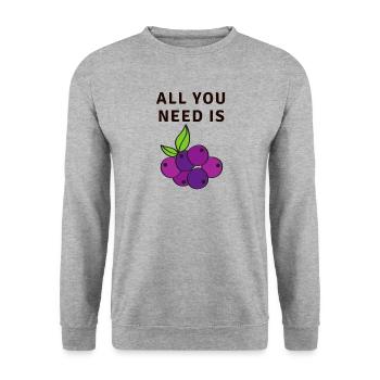 Tout ce dont vous avez besoin est Blueberry Blueberry Blueberry - Sweat-shirt Unisexe - gris chiné - Devant - Alina (178cm) & Michal (187cm)