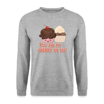 tu es ma cerise sur le gâteau - tu es la cerise sur le gâteau - Sweat-shirt Unisexe - gris chiné - Devant - Alina (178cm) & Michal (187cm)