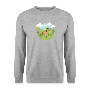 Horse pony on flower meadow Girl women babies - Unisex Sweatshirt - salt & pepper - Front - Alina (178cm) & Michal (187cm)