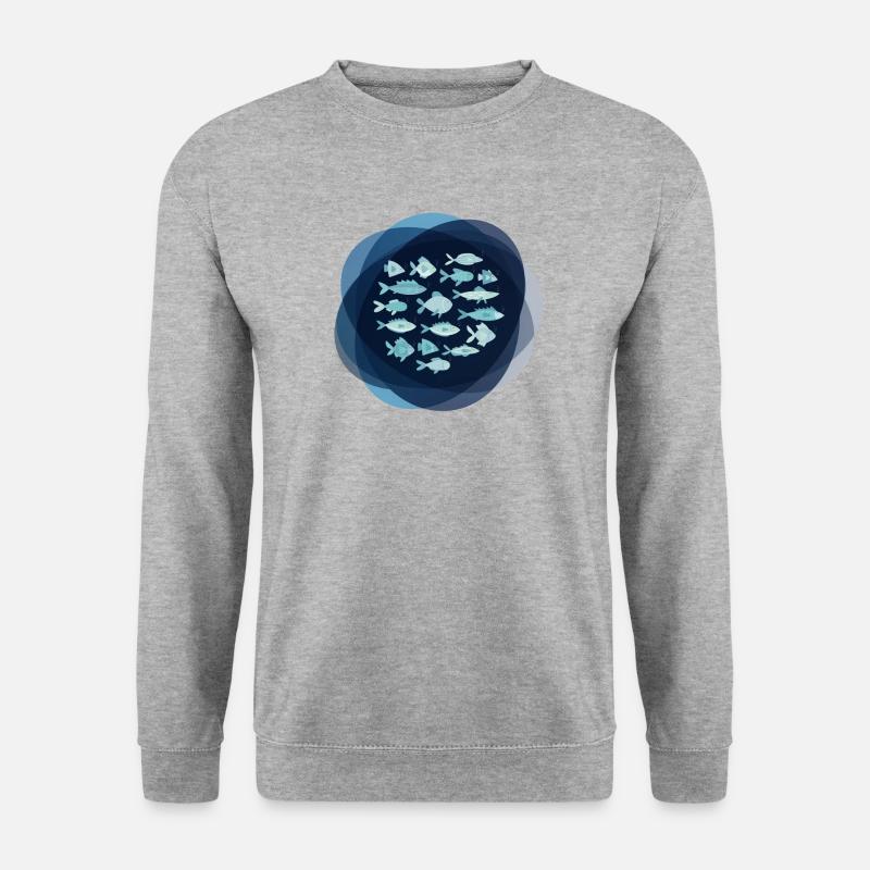 Fische Sternzeichen Angeln - Unisex Pullover - Weißgrau meliert