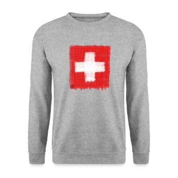 Schweiz, Flagge, Schweizer Flagge - Unisex Pullover - Weißgrau meliert - Vorne - Alina (178cm) & Michal (187cm)