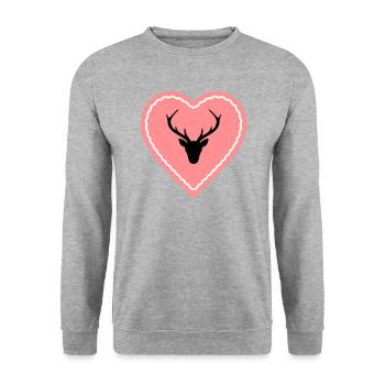 Heart gingerbread heart deer antler - Unisex Sweatshirt - salt & pepper - Front - Alina (178cm) & Michal (187cm)