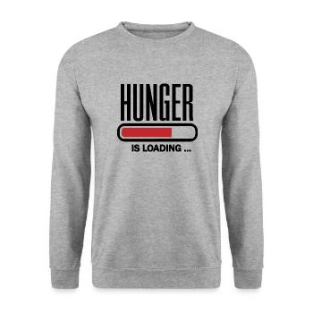Hunger is loading - Unisex Pullover - Weißgrau meliert - Vorne - Alina (178cm) & Michal (187cm)