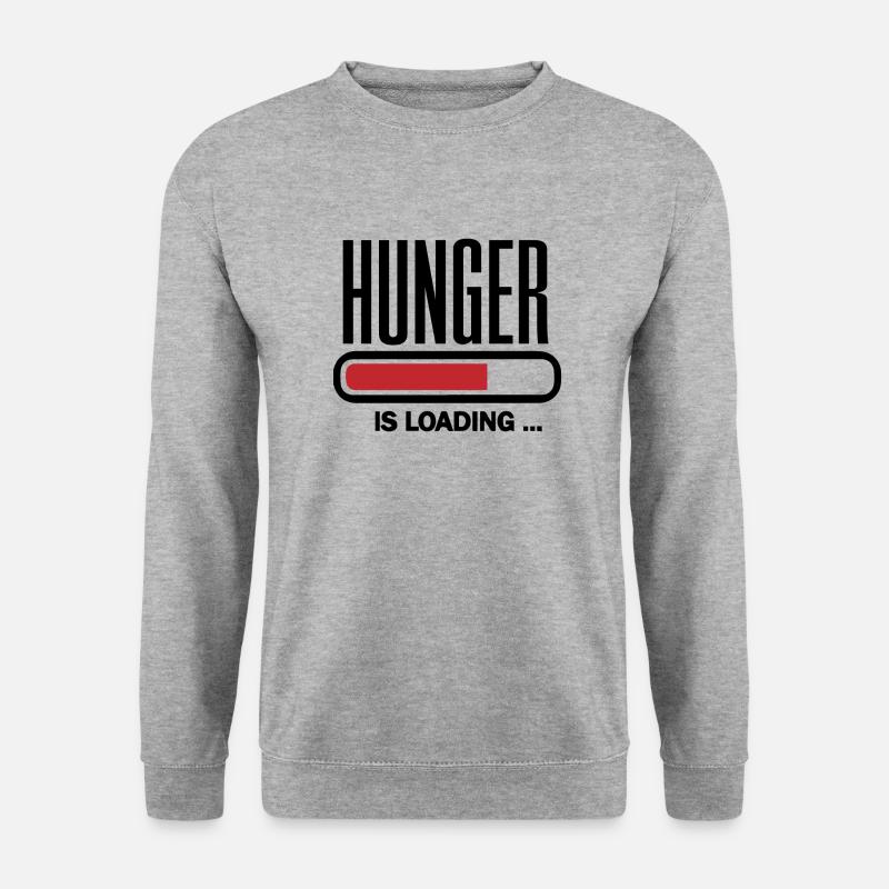 Hunger is loading - Unisex Pullover - Weißgrau meliert