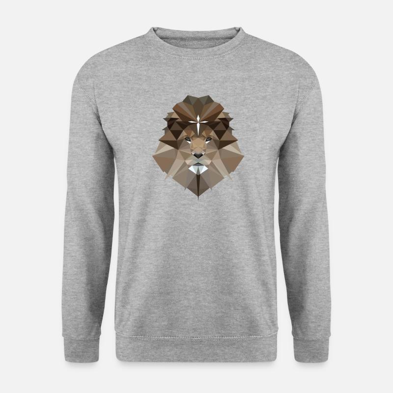 Löwe und Kreuz - Jesus - Poly Design - Unisex Pullover - Weißgrau meliert