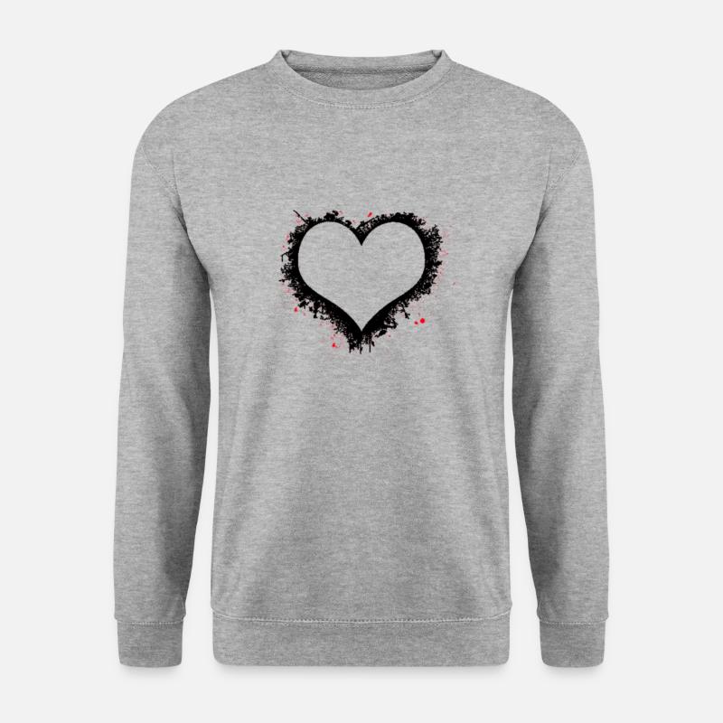 Herz Heart - Unisex Pullover - Weißgrau meliert