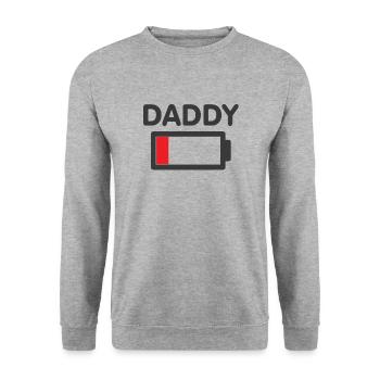 Daddy Low Battery Newborn Baby Gift - Unisex Sweatshirt - salt & pepper - Front - Alina (178cm) & Michal (187cm)