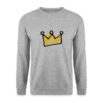 goldene Krone gold König Königin Queen King - Unisex Pullover - Weißgrau meliert - Vorne - Alina (178cm) & Michal (187cm)