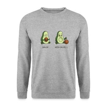 Avocado Toiletten Humor Kacken Druck Fäkal Kacke - Unisex Pullover - Weißgrau meliert - Vorne - Alina (178cm) & Michal (187cm)