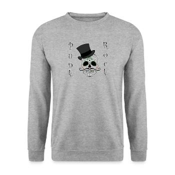 Punk Rock Totenkopf Skull - Unisex Pullover - Weißgrau meliert - Vorne - Alina (178cm) & Michal (187cm)