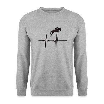 Reiten Pferd Reiterin Reiter Dressur - Unisex Pullover - Weißgrau meliert - Vorne - Alina (178cm) & Michal (187cm)