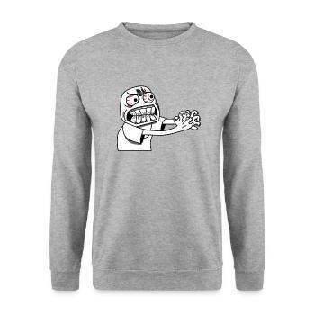 Angry Meme - Unisex Pullover - Weißgrau meliert - Vorne - Alina (178cm) & Michal (187cm)