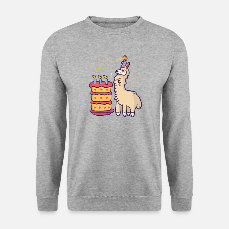 Happy Birthday Lama - Unisex Pullover - Weißgrau meliert