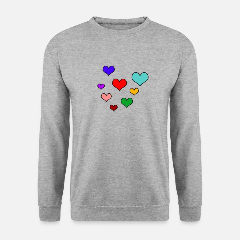 Herzen Funny - Unisex Pullover - Weißgrau meliert