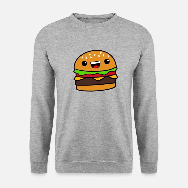 Burger - Unisex Pullover - Weißgrau meliert
