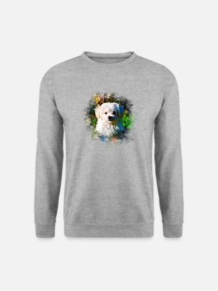 gxp malteser hund wasserfarbe spritzer - Unisex Pullover - Weißgrau meliert