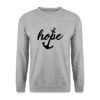 Hoffnung 1N - Unisex Pullover - Weißgrau meliert - Vorne - Alina (178cm) & Michal (187cm)
