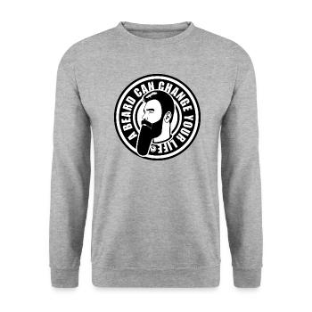 UNE BARBE PEUT CHANGER VOTRE VIE - Sweat-shirt Unisexe - gris chiné - Devant - Alina (178cm) & Michal (187cm)