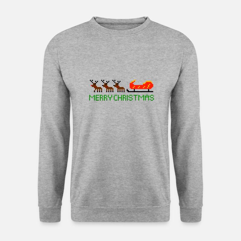 Rentiere mit Schlitten - Unisex Pullover - Weißgrau meliert
