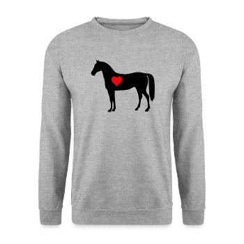 Reiten Herz Dressur Geschenk Pferd Pferde Pony - Unisex Pullover - Weißgrau meliert - Vorne - Alina (178cm) & Michal (187cm)