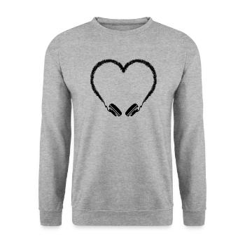 Écouteurs coeur - Sweat-shirt Unisexe - gris chiné - Devant - Alina (178cm) & Michal (187cm)