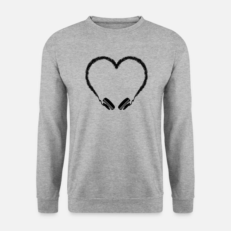 Herz Kopfhörer - Unisex Pullover - Weißgrau meliert