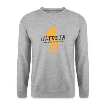 Camino de Santaigo. Jakobsweg, Ultreia T-Shirt Tee - Unisex Pullover - Weißgrau meliert - Vorne - Alina (178cm) & Michal (187cm)