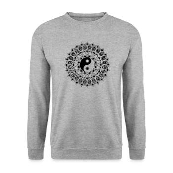 yin yang - Unisex Sweatshirt - salt & pepper - Front - Alina (178cm) & Michal (187cm)