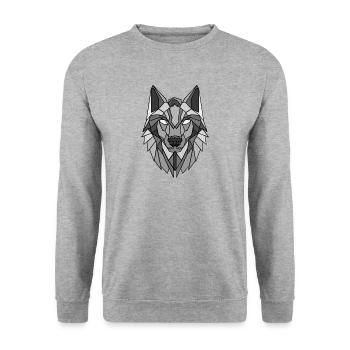 Geometric Wolf - Unisex Pullover - Weißgrau meliert - Vorne - Alina (178cm) & Michal (187cm)