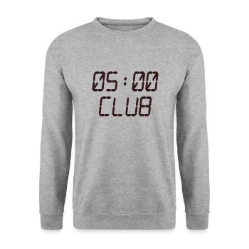 Entraînement hâtif au style de vie 5 h au Club AM - Sweat-shirt Unisexe - gris chiné - Devant - Alina (178cm) & Michal (187cm)