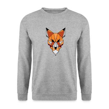 Geometrischer Fuchs - Unisex Pullover - Weißgrau meliert - Vorne - Alina (178cm) & Michal (187cm)