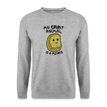 MON ESPRIT ANIMAL EST UNE POMMES DE TERRE - Sweat-shirt Unisexe - gris chiné - Devant - Alina (178cm) & Michal (187cm)