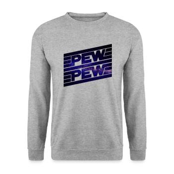 PewPew Sci Fi - Unisex Sweatshirt - salt & pepper - Front - Alina (178cm) & Michal (187cm)